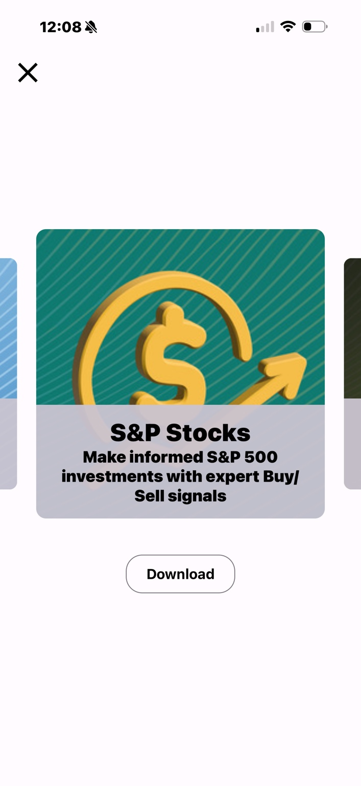 Our Apps carousel showing S and P Stocks